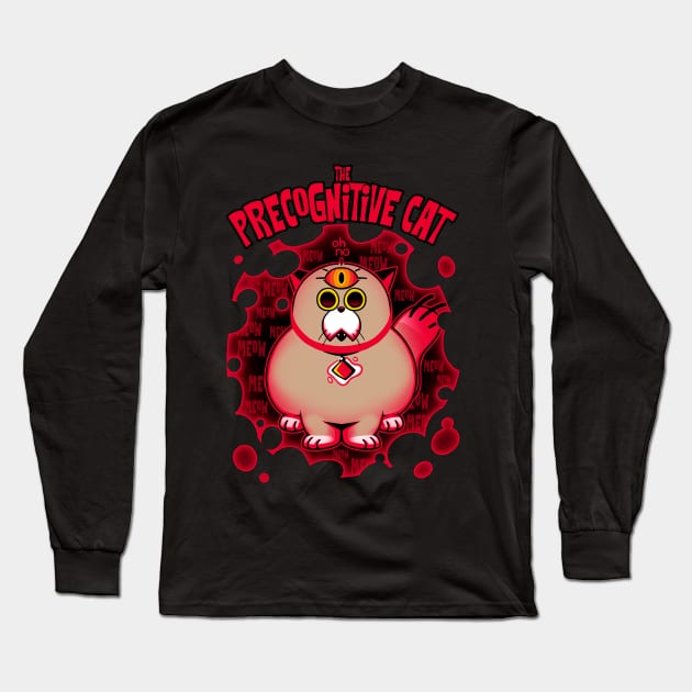 The precognitive cat! Long Sleeve T-Shirt by TheTeenosaur